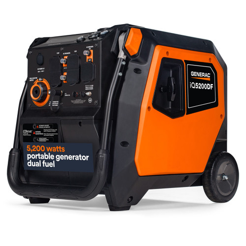 Generac 8945 iQ5200DF 3900W Electric Start Dual Fuel Portable Inverter Generator w/COsense