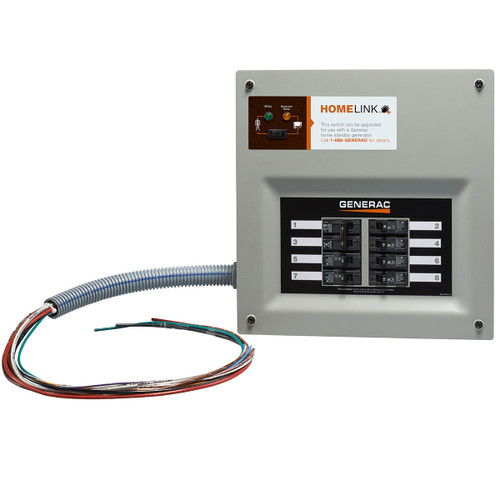 Generac HomeLink 9855 50A 10-16 Circuit Nema 1 Upgradeable Manual Transfer Switch with Aluminum Plug-in Box, Conduit & 30A Plug